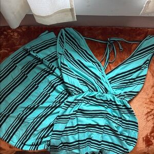 Striped Teal and Black Maxi Dress